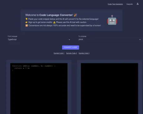 Code Language Converter screenshot